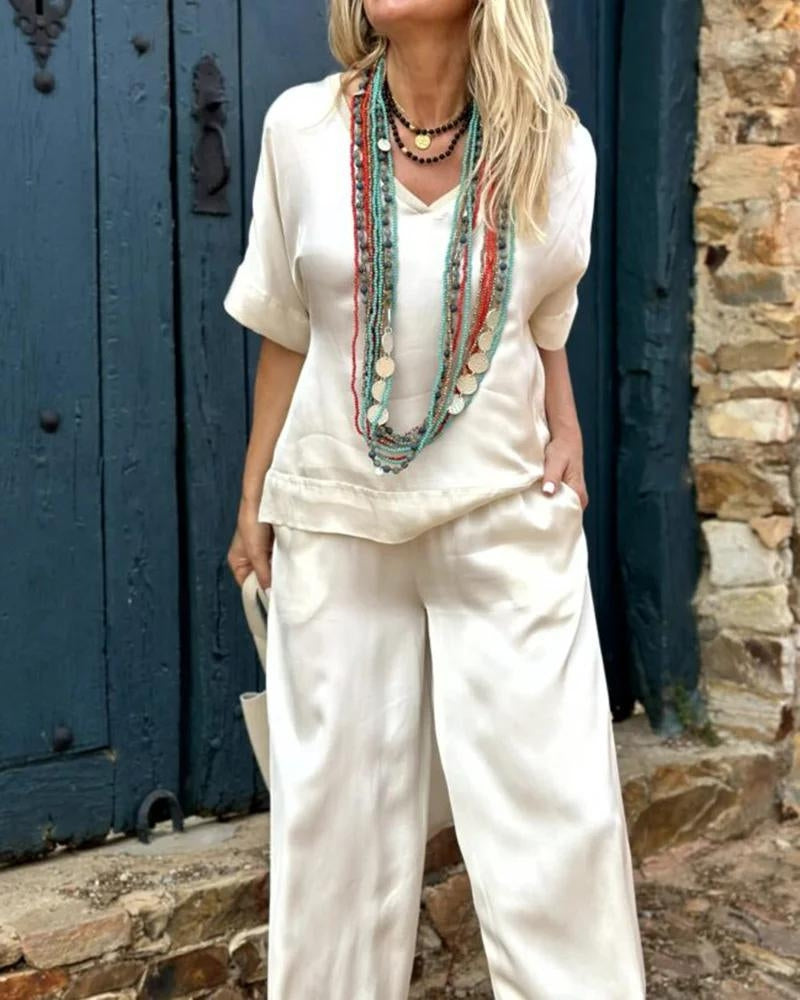 Elegante conjunto de blusa y pantalón | Saralyna™
